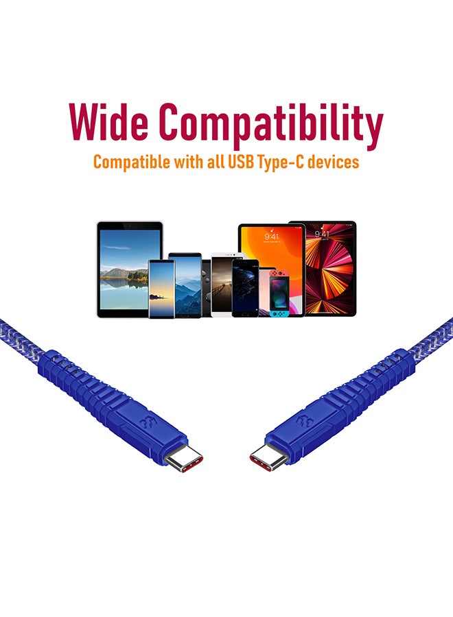 موكسيدو كابل مغطى بالنايلون من فيلوكس من النايلون إلى يو اس بي نوع سي للشحن السريع ومزامنة البيانات بطول 1.2 متر أزرق - Image 5