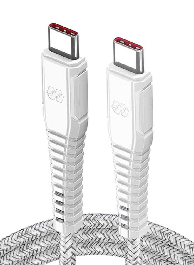 Moxedo Velox Nylon USB-C to USB-C Fast Charge & Data Sync Braided Cable 2m White - Image 1