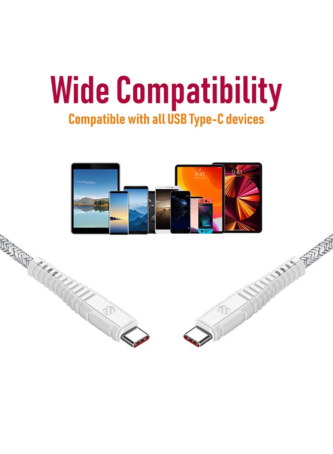 Moxedo Velox Nylon USB-C to USB-C Fast Charge & Data Sync Braided Cable 2m White - Image 5