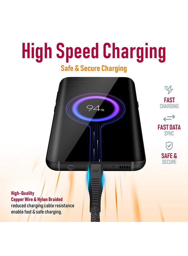 Moxedo Velox Nylon USB-C to USB-C Fast Charge & Data Sync Braided Cable 3m Black  - Image 2