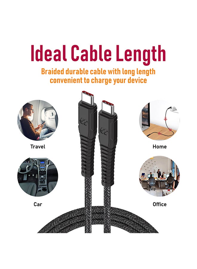 Moxedo Velox Nylon USB-C to USB-C Fast Charge & Data Sync Braided Cable 3m Black  - Image 4