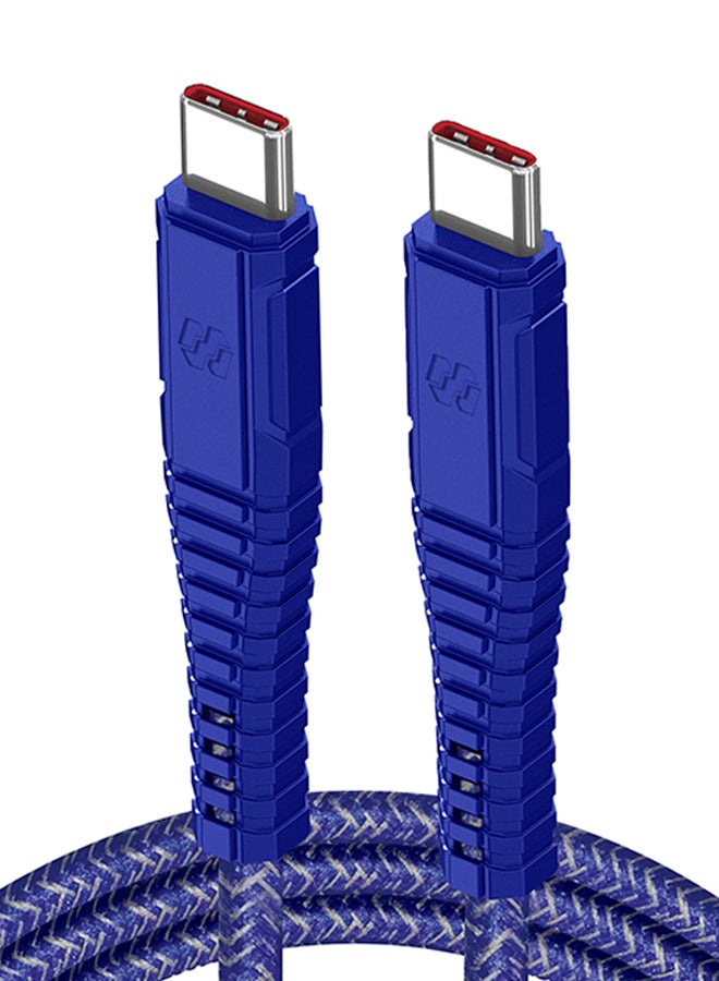موكسيدو كابل مضفر من النايلون من فلوكس من يو اس بي نوع سي إلى يو اس بي نوع سي للشحن السريع ومزامنة البيانات بطول 3 أمتار أزرق - Image 1
