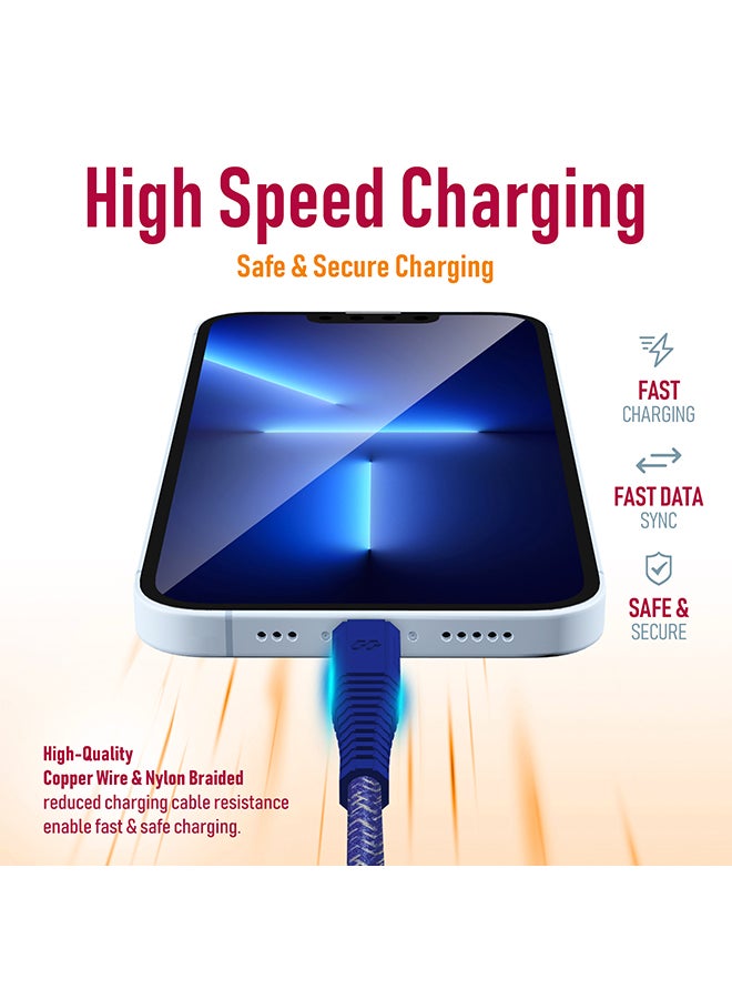 Moxedo - Velox Nylon USB-C to Lightning Fast Charge & Data Sync Braided Cable 1.2m Blue - Image 1