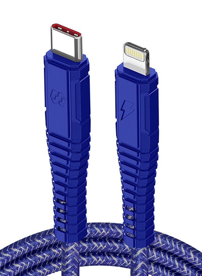 Moxedo - Velox Nylon USB-C to Lightning Fast Charge & Data Sync Braided Cable 1.2m Blue - Image 1