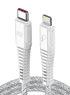 Velox Nylon USB-C to Lightning Fast Charge & Data Sync Braided Cable 1.2m White