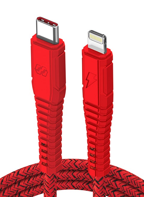 Velox Nylon USB-C to Lightning Fast Charge & Data Sync Braided Cable 2m Red