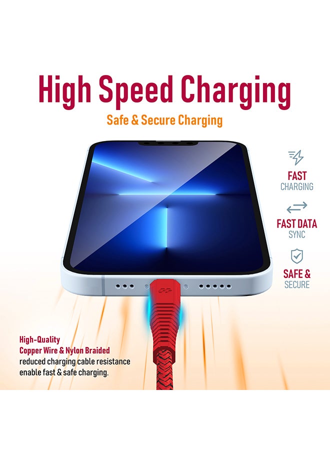 Moxedo - Velox Nylon USB-C to Lightning Fast Charge & Data Sync Braided Cable 2m Red - Image 1