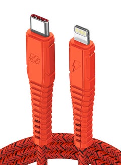 Velox Nylon USB-C to Lightning Fast Charge & Data Sync Braided Cable 2m Orange