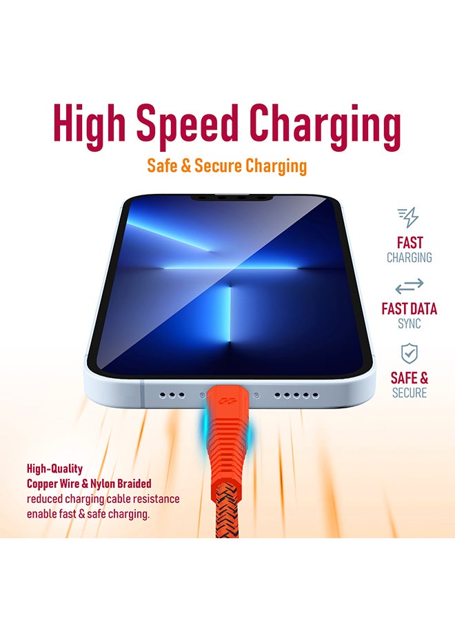 Moxedo - Velox Nylon USB-C to Lightning Fast Charge & Data Sync Braided Cable 2m Orange - Image 1