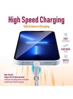 Moxedo Velox Nylon USB-C to Lightning Fast Charge & Data Sync Braided Cable 2m White  - Image 2