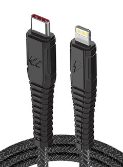 Moxedo Velox Nylon USB-C to Lightning Fast Charge & Data Sync Braided Cable 3m Black  - Image 1