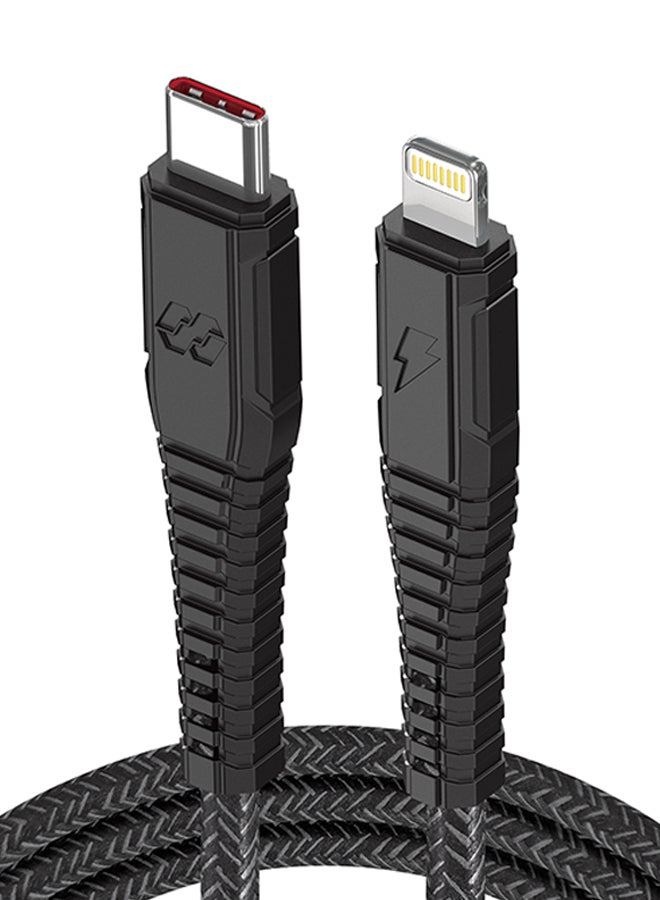 Moxedo - Velox Nylon USB-C to Lightning Fast Charge & Data Sync Braided Cable 3m Black - Image 1