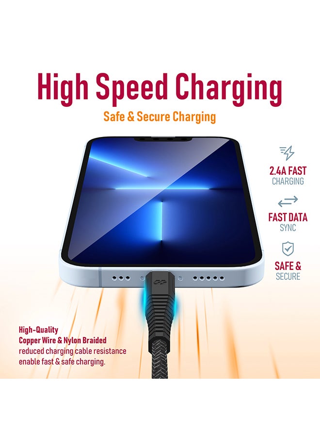 Moxedo - Velox Nylon USB-C to Lightning Fast Charge & Data Sync Braided Cable 3m Black - Image 1