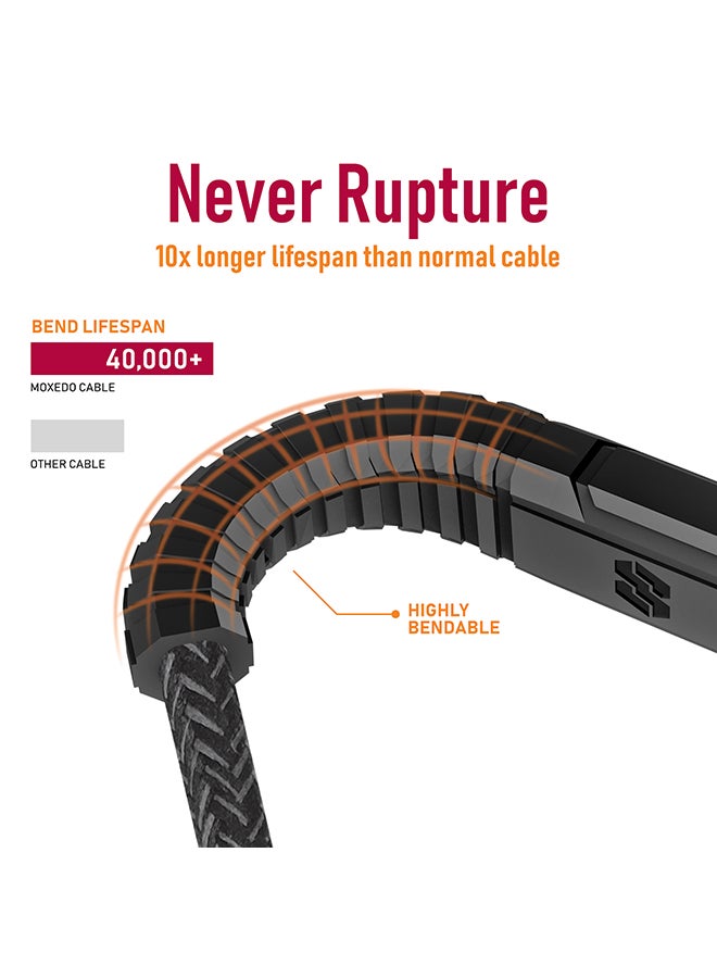 Moxedo - Velox Nylon USB-C to Lightning Fast Charge & Data Sync Braided Cable 3m Black - Image 1