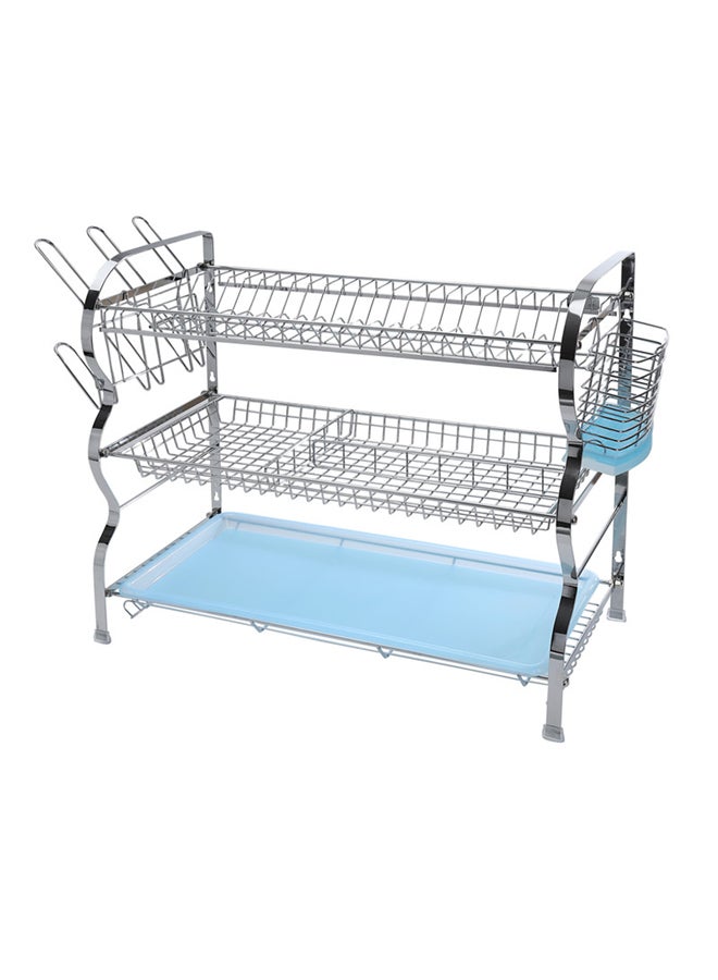 Royalford - 3 Layer Wall Hanging Dish Rack With Attached Pp Drain Board Hold 23 Plates 66.5X26X47.7Cm Multicolor - Image 1