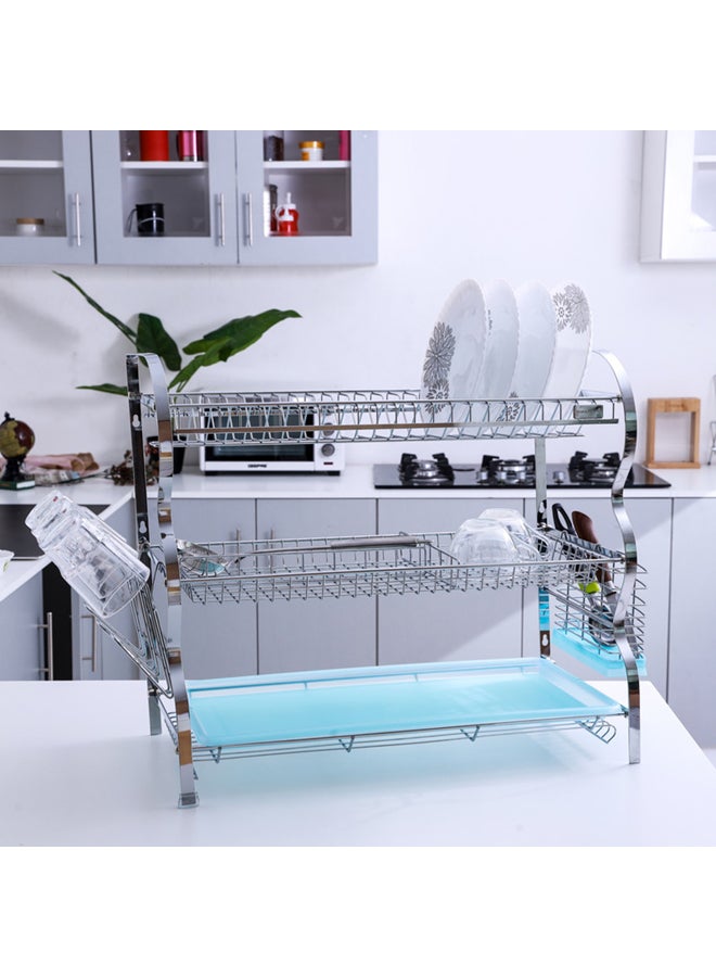 Royalford - 3 Layer Wall Hanging Dish Rack With Attached Pp Drain Board Hold 23 Plates 66.5X26X47.7Cm Multicolor - Image 1