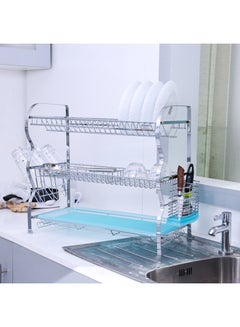 Royalford 3 Layer Wall Hanging Dish Rack With Attached Pp Drain Board Hold 23 Plates 66.5X26X47.7Cm Multicolor  - Image 4