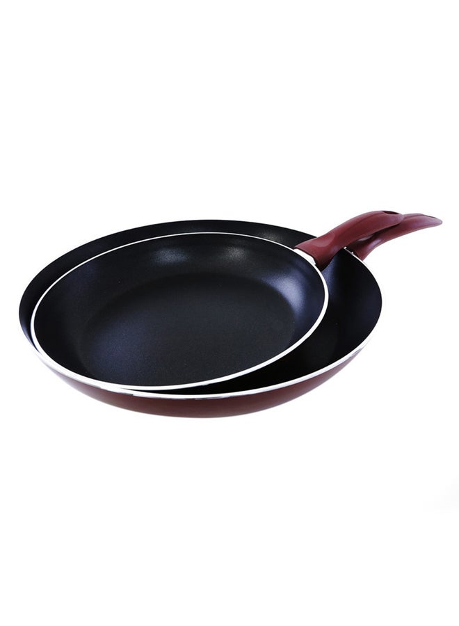 2-Piece Frying Pan Set Red 28x4.5,22x3.5cm 