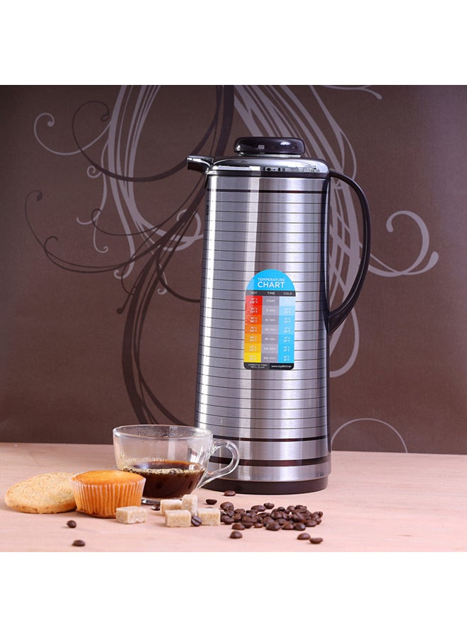 Royalford Vacuum Flask Double Wall 1000Ml 24 Hours Cold Multicolor Silver/Dark Brown  - Image 2