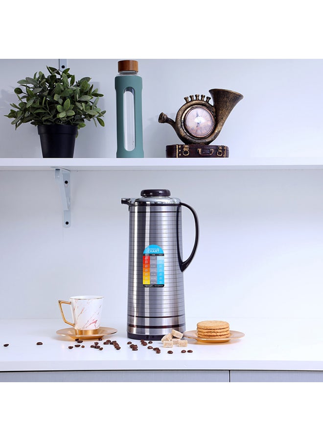 Royalford Vacuum Flask Double Wall 1000Ml 24 Hours Cold Multicolor Silver/Dark Brown  - Image 3