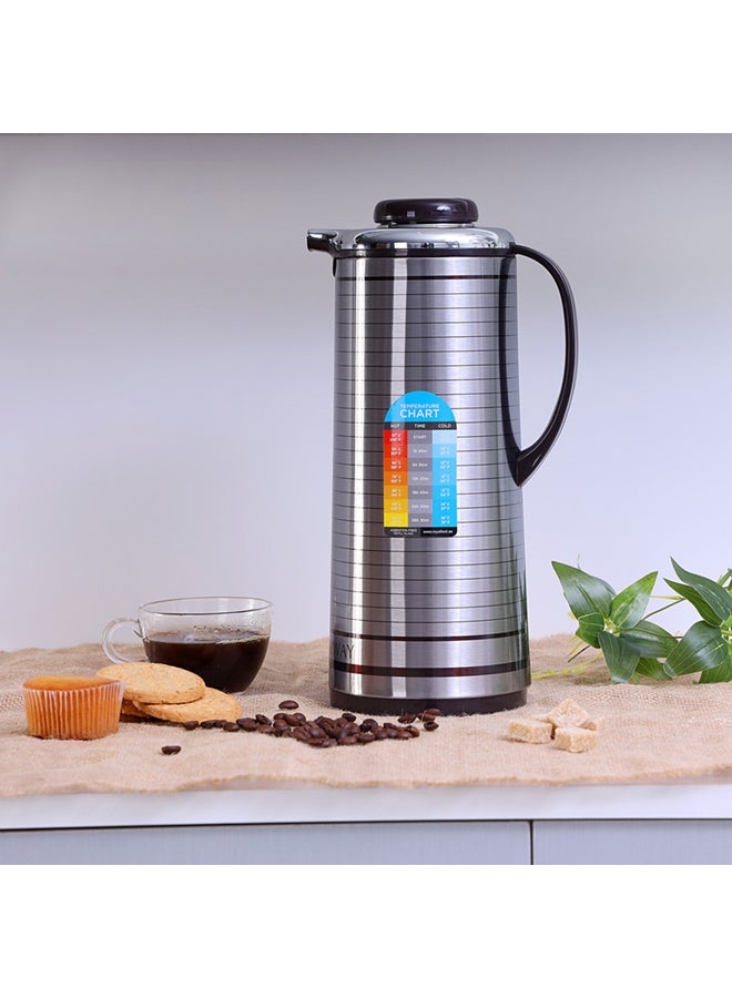 Royalford Vacuum Flask Double Wall 1000Ml 24 Hours Cold Multicolor Silver/Dark Brown  - Image 5