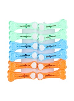 Royalford Clothes Clips Premium Quality Plastic Assorted Colors Multicolor 12Pcs Assorted Colours  - Image 2