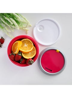 Royalford 2 Layer Fashionable Round Lunch Box Red/Grey/Pink 14.8x12.1cm  - Image 4