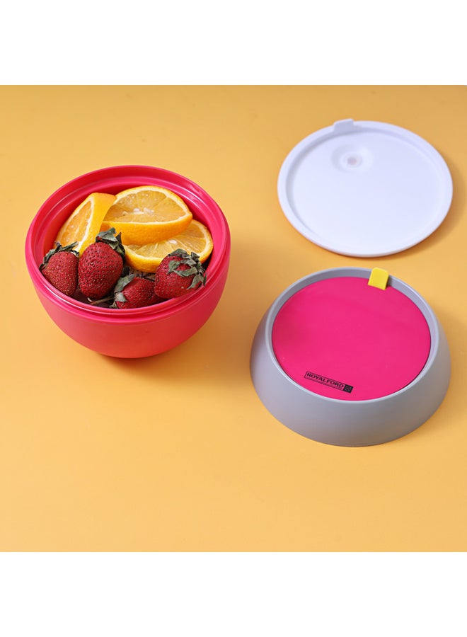 Royalford 2 Layer Fashionable Round Lunch Box Red/Grey/Pink 14.8x12.1cm - Image 5