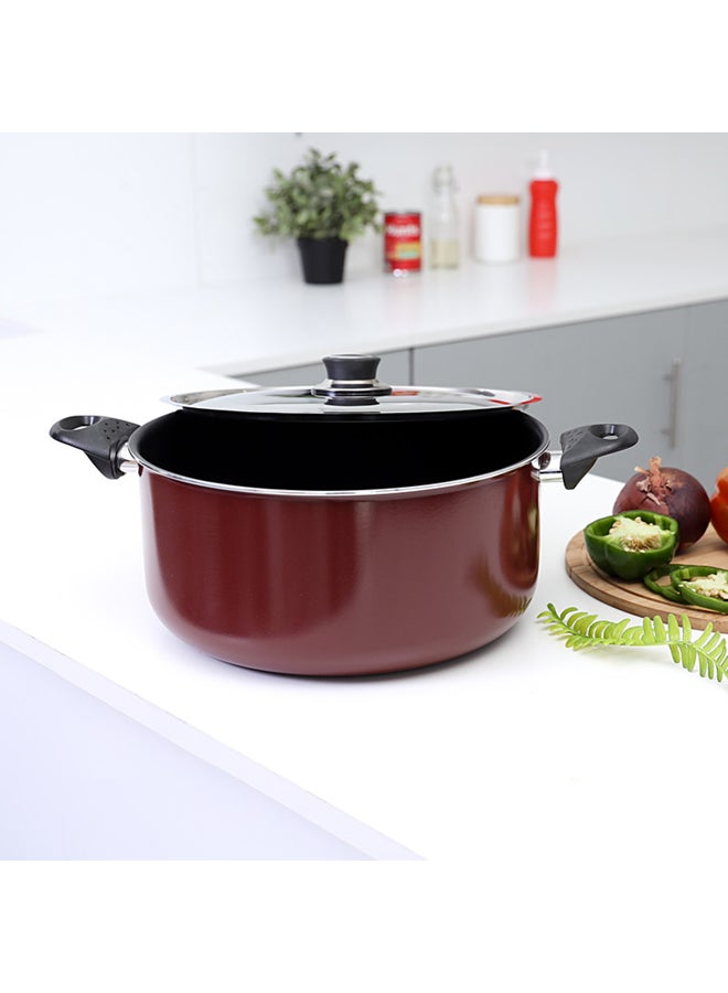 Royalford - Nonstick Cookware With Lid Red 24cm - Image 1