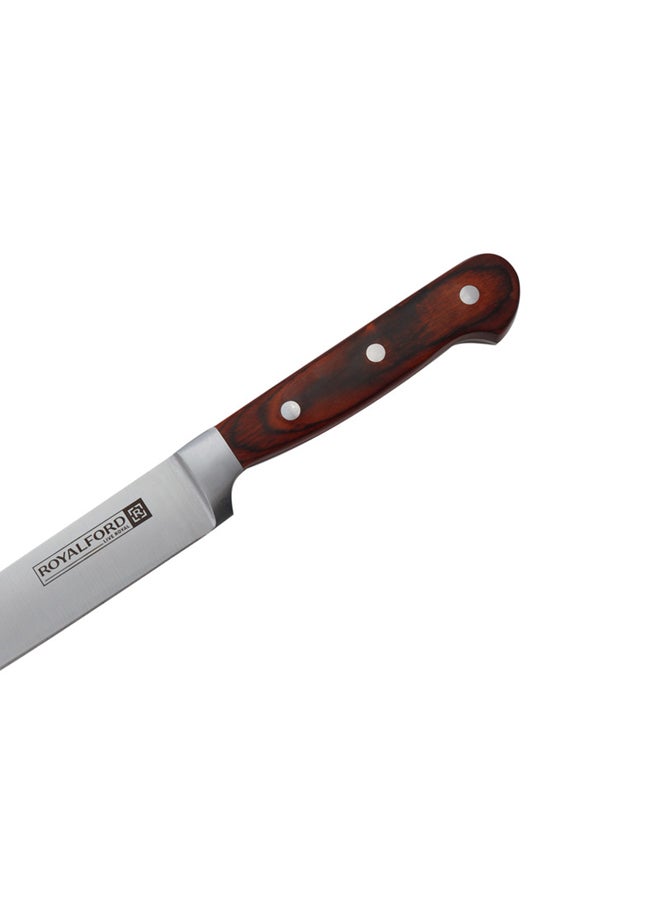 Royalford 8" Slicer Knife Premium Quality High Grade Extra Sharp Ss Blade With Strong Wooden Handle 33X3X1.8Cm Multicolor  - Image 3