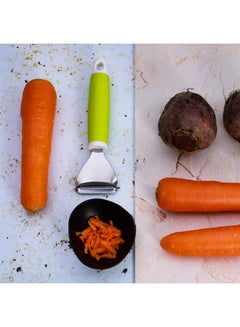 Royalford Triangle Peeler Stainless Steel +Abs 19X5.8Cm Dishwasher Safe Silver With Green Handle  - Image 4