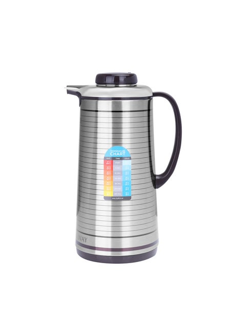 Royalford RF5291 2L Vacuum Flask - Portable Heat Insulated Thermos for Keeping Hot/Cold Long Hours, Multi-Walled for Coffee, Hot Water, Tea, Perfect Pouring Spot | Ideal for Occasion, Commercial & Outings Silver/Black 32.3x15cm