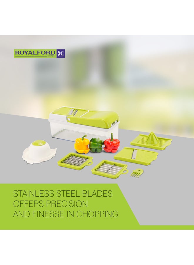 Royalford - 11-In-1 Mandoline Chopper Set Clear/Green - Image 1