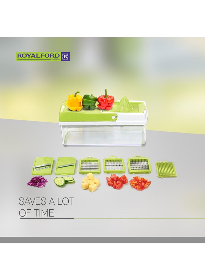 Royalford - 11-In-1 Mandoline Chopper Set Clear/Green - Image 1