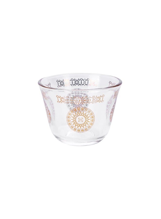 Royalford - 6-Piece Laya Cawa Cup Set Clear/Gold 25cm - Image 1