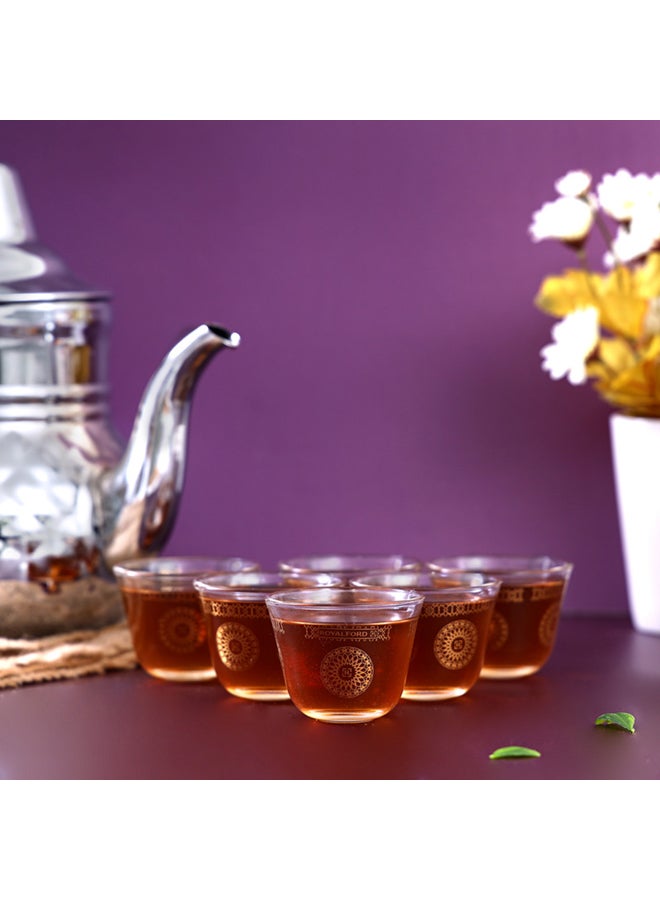 Royalford - 6-Piece Laya Cawa Cup Set Clear/Gold 25cm - Image 1