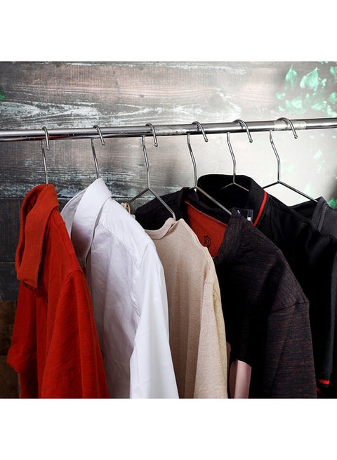 6-Piece Metal Cloth Hangers With Extra Hooks Silver