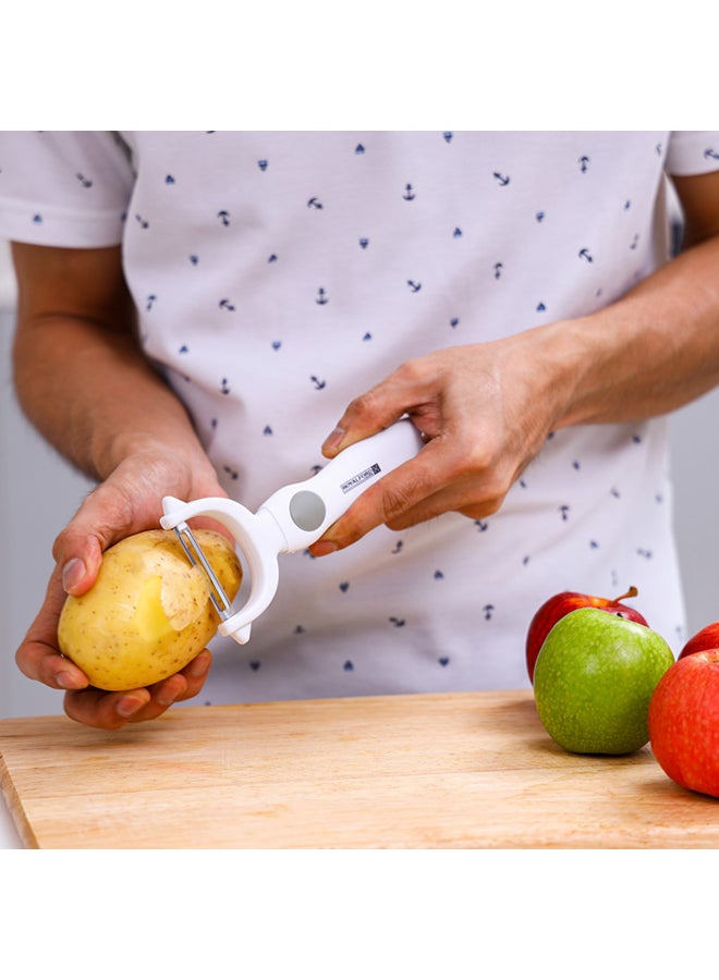 Royalford - Stainless Steel Y-Peeler Premium Quality Dishwasher Safe MarksAndStain Resistant Ergonomic Design White 8x17cm - Image 1