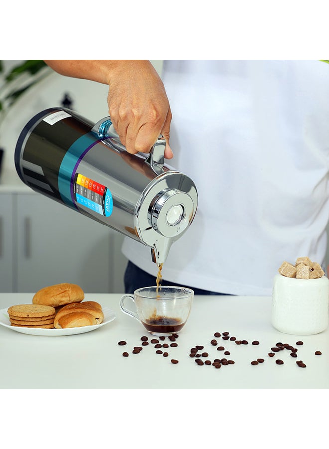 Royalford Royalford RF7947 1.3L Silver Vacuum Flask - Stainless Steel Keeping Hot/Cold Long Hour Heat/Cold Retention, Multi-Walled, Hot Water, Tea, Beverage | Ideal for Social Occasion & Outings | 1 Year Warranty Silver/Black/Blue  - Image 5