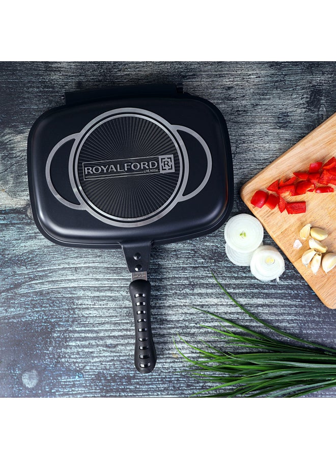 Royalford - Double Grill Pan Black/Silver/Red 40cm - Image 1