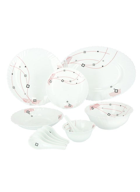 Royalford 33 Piece Opal ware Dinner Set- RF8982| Includes Dinner Plates, Quarter Plates, Oval Plates, Deep Soup Plates, Soup Bowls, Serving Bowls, Spoons| Chip-Resistant and Elegant Design White
