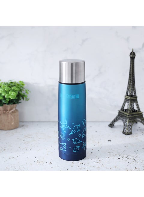 Stainless Steel Double Wall Vacuum Bottle Blue 500ml