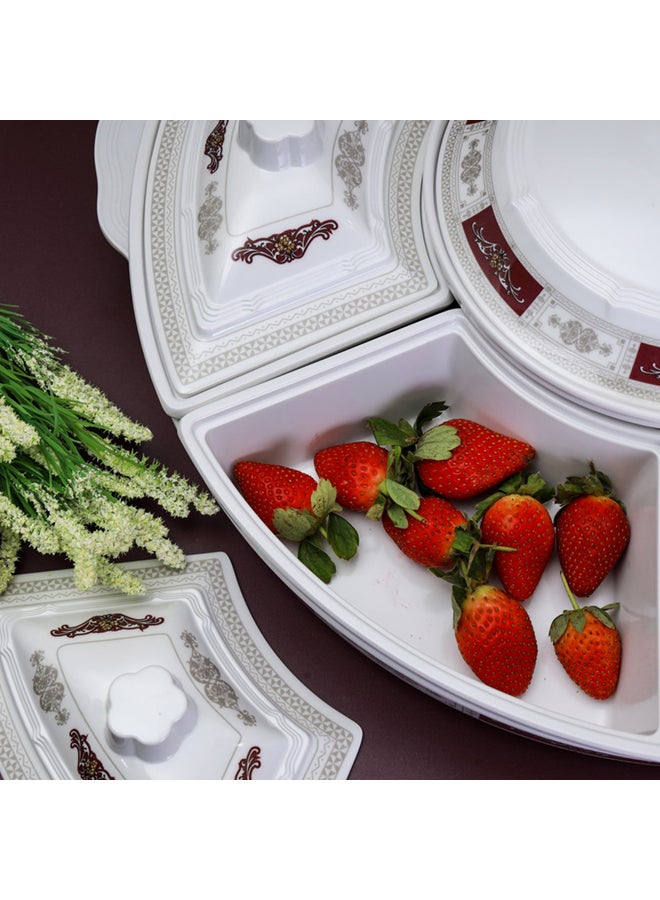 Royalford - Melamine Rotating Serving Tray White/Red 56cm - Image 1