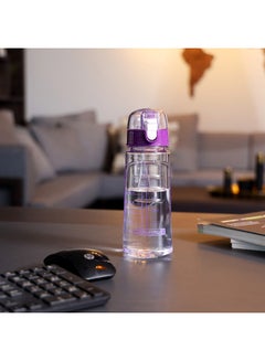 Royalford Royalford Water Bottle with Volume Marker- Portable Design with Straw & Loop Handle BPA Free Eco Friendly with Sipper Spout  Ideal for Sports Gym Fitness Trekking & More Purple 550ml  - Image 4