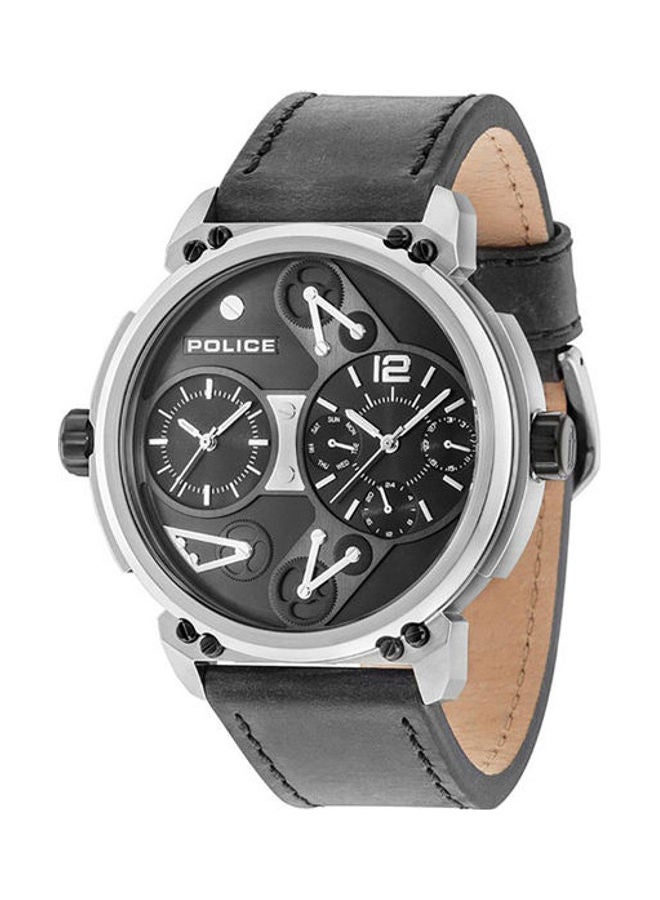 POLICE Men's Leather Analog Watch P14693Js-02A - Image 1