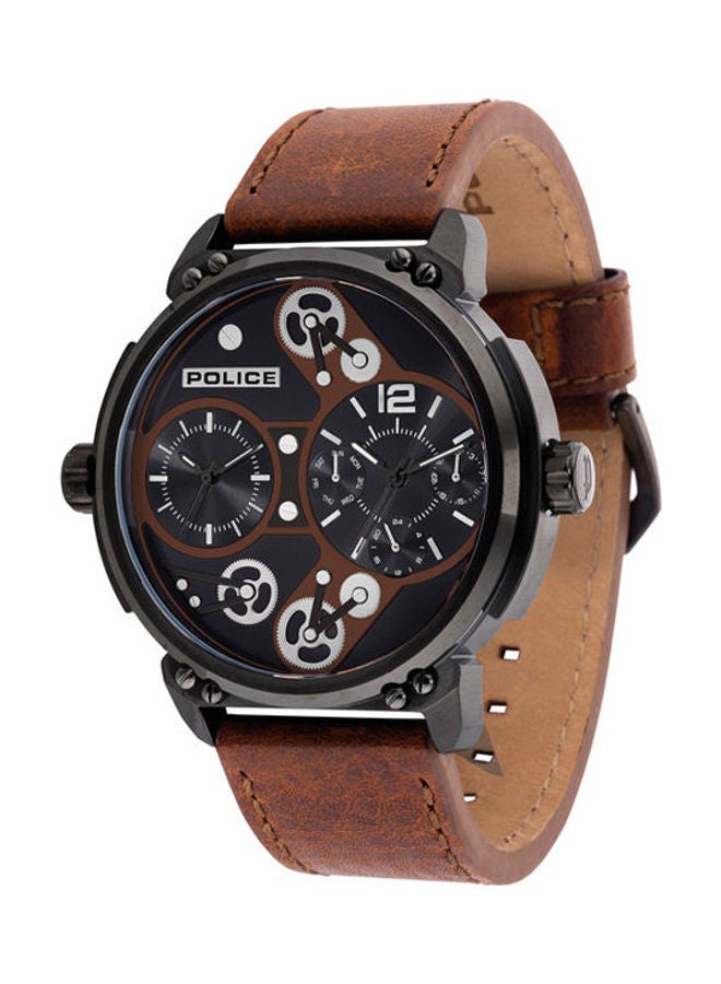 POLICE Men's Leather Analog Watch P14693Jsb-02B - Image 1