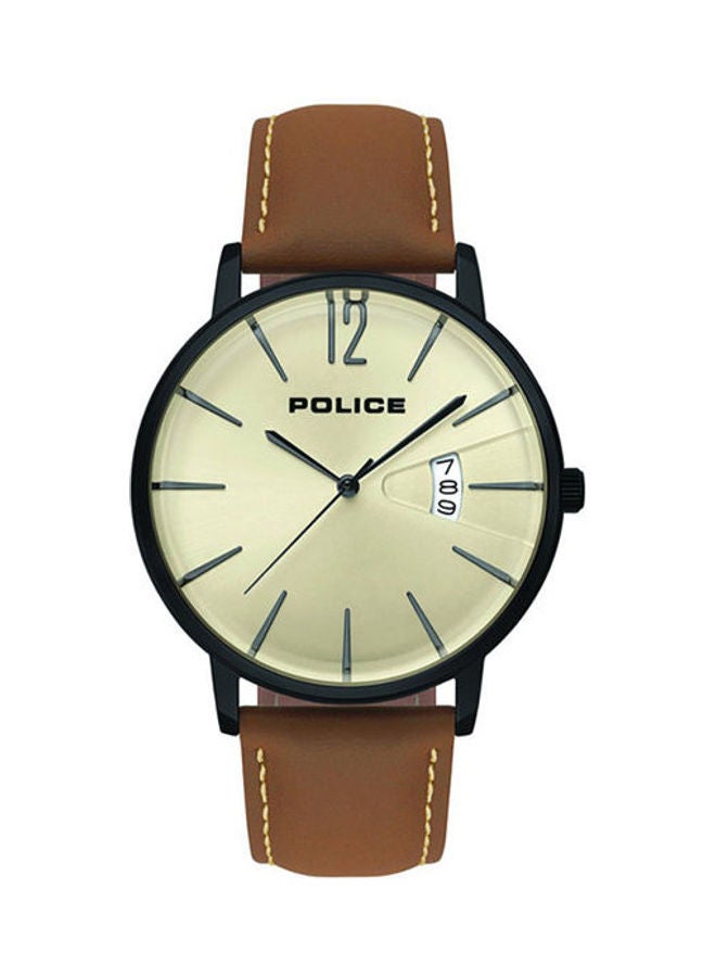 POLICE Men's Leather Analog Watch P15307Jsb-07 - Image 1