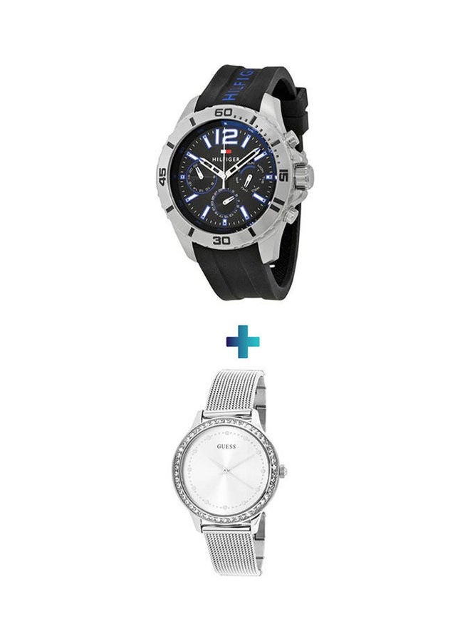 GUESS Women's Stainless Steel Analog Wrist Watch U0647L6 With Cool Sport Analog Watch 1791143 