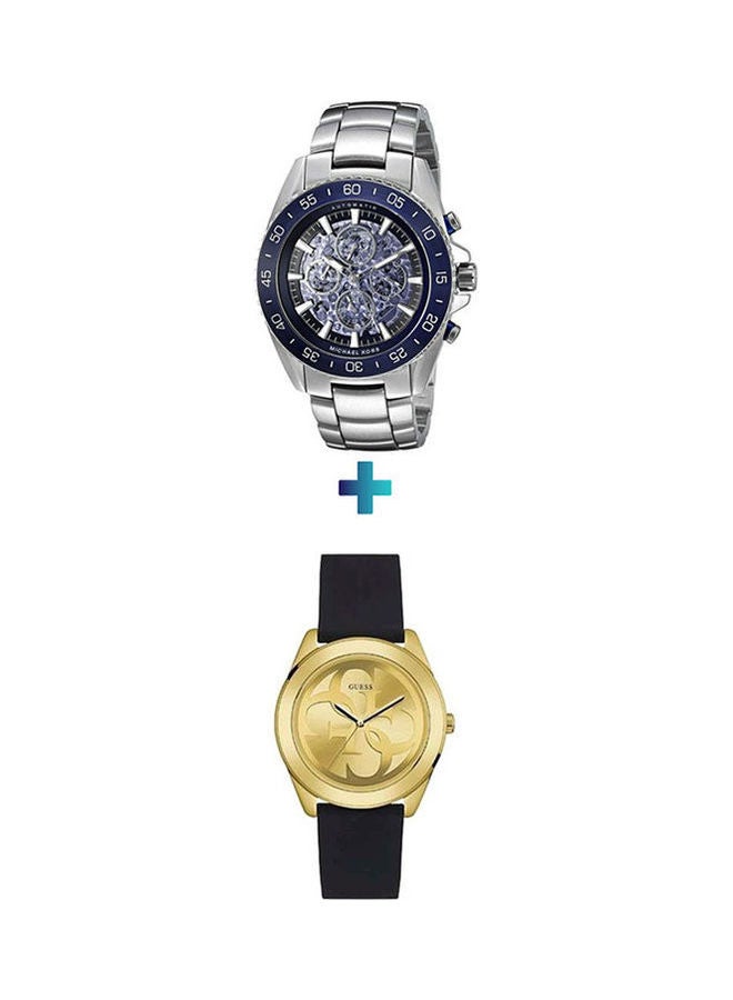 GUESS Women's Water Resistant Analog Watch W0911L3 With Jet Master Water Resistant Chronograph Watch MK9024 - Image 1