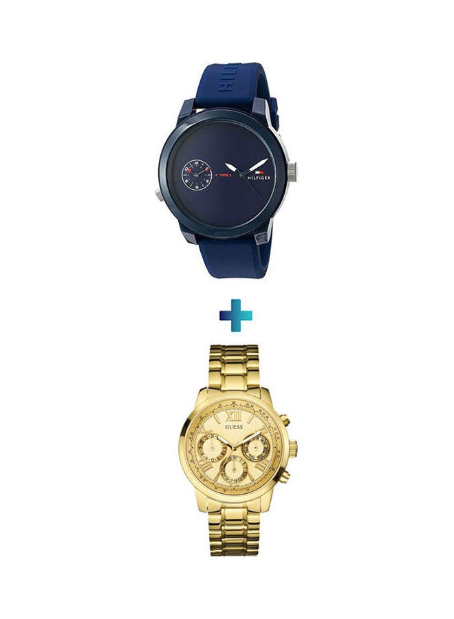 جس ساعة يد صن رايز بعقارب طراز W0330L1 مع ساعة كوارتز بعقارب طراز 1791325 للنساء - Image 1